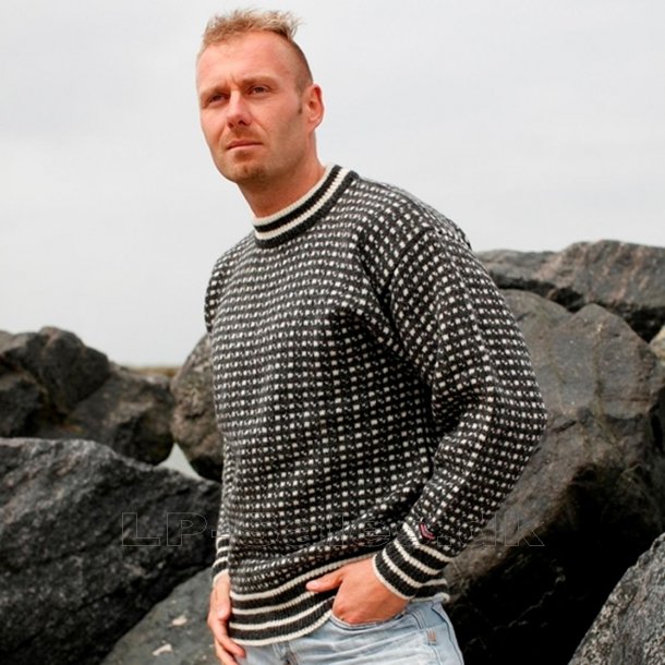 Islandsk sweater m. rund hals - koks - 100% ren ny uld - Norwool
