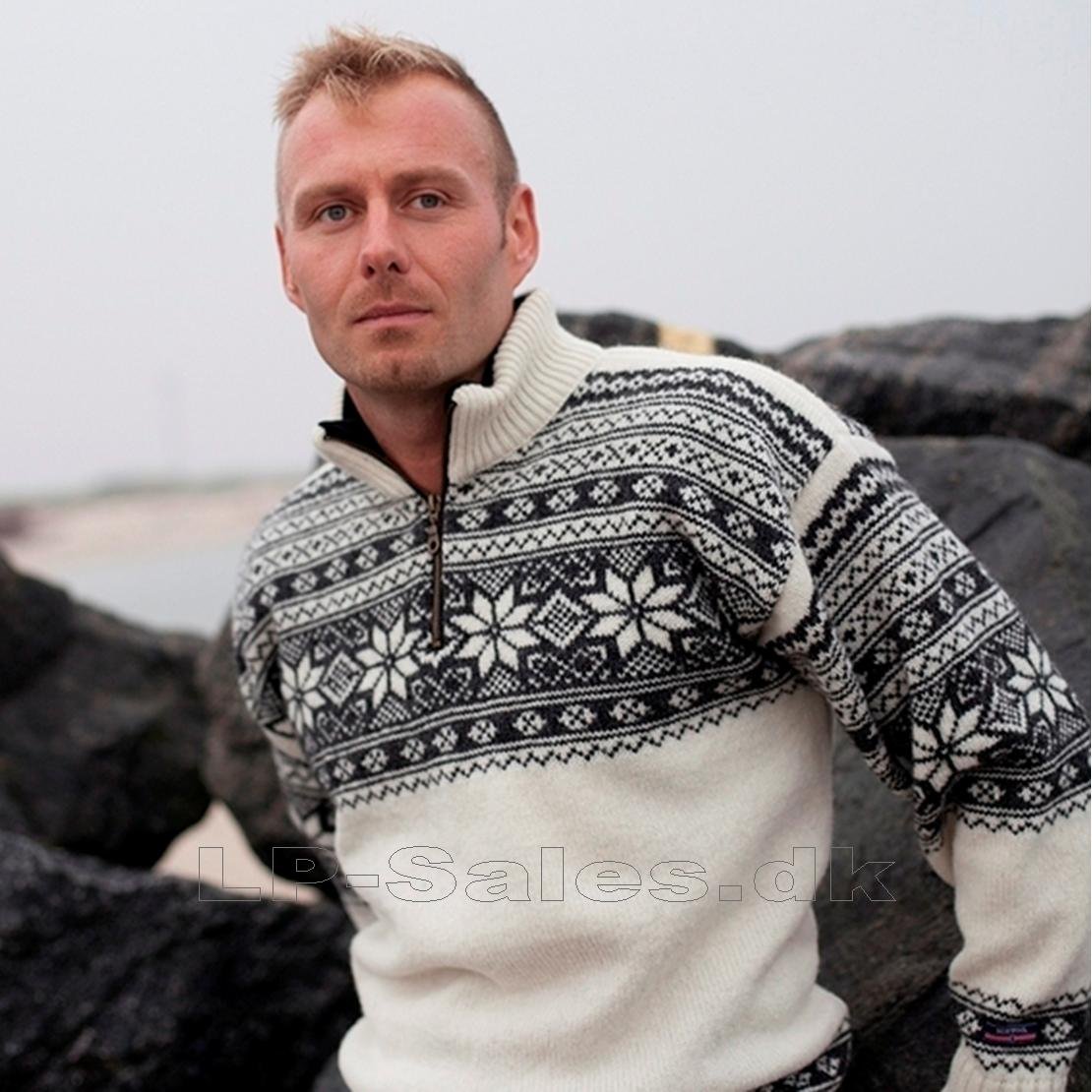 Prædike svamp Link Norsk sweater - hvid - 100% ren ny uld - Norwool