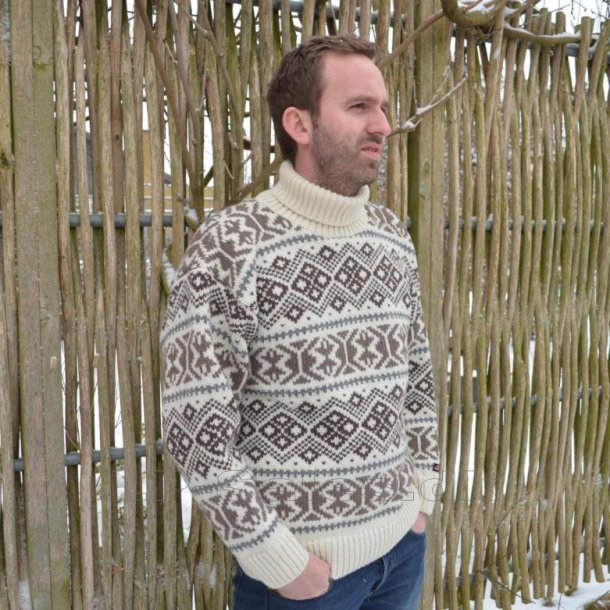 Islandsk sweater m. rullekrave - 100% ren ny uld - Norwool